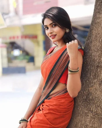 TRENDING BANARASI LICHI SILK JACQUARD WORK SAREE WITH UNSTITCHED BLOUSE ORANGE