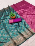 TRENDING BANARASI LICHI SILK JACQUARD WORK SAREE WITH UNSTITCHED BLOUSE FESTIVE WEAR WHOLESALE PRICE ETHNIC GARMENT (5)