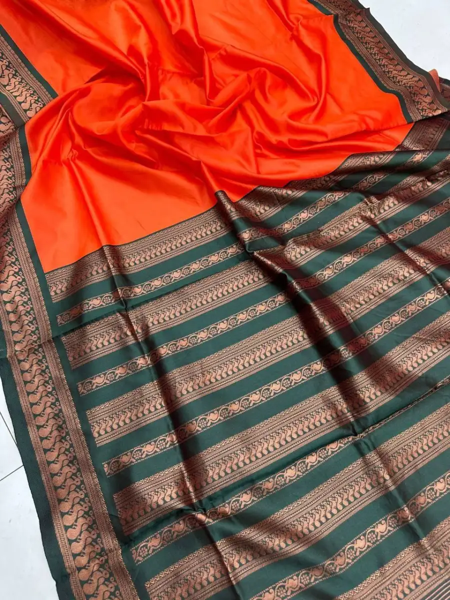TRENDING BANARASI LICHI SILK JACQUARD WORK SAREE WITH UNSTITCHED BLOUSE FESTIVE WEAR WHOLESALE PRICE ETHNIC GARMENT (9)
