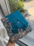 TRENDING CHIFFON SILK EMBROIDERY WITH PIPING BORDER WORK SAREE WITH UNSTITCHED BLOUSE WEDDING WEAR WHOLESALE PRICE ETHNIC GARMENT (5)