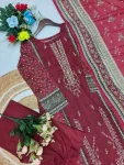 TRENDING COTTON PRINT WITH EMBROIDERY SEQUENCE WORK TOP BOTTOM WITH DUPATTA FESTIVE WEAR WHOLESALE PRICE ETHNIC GARMENT (2)