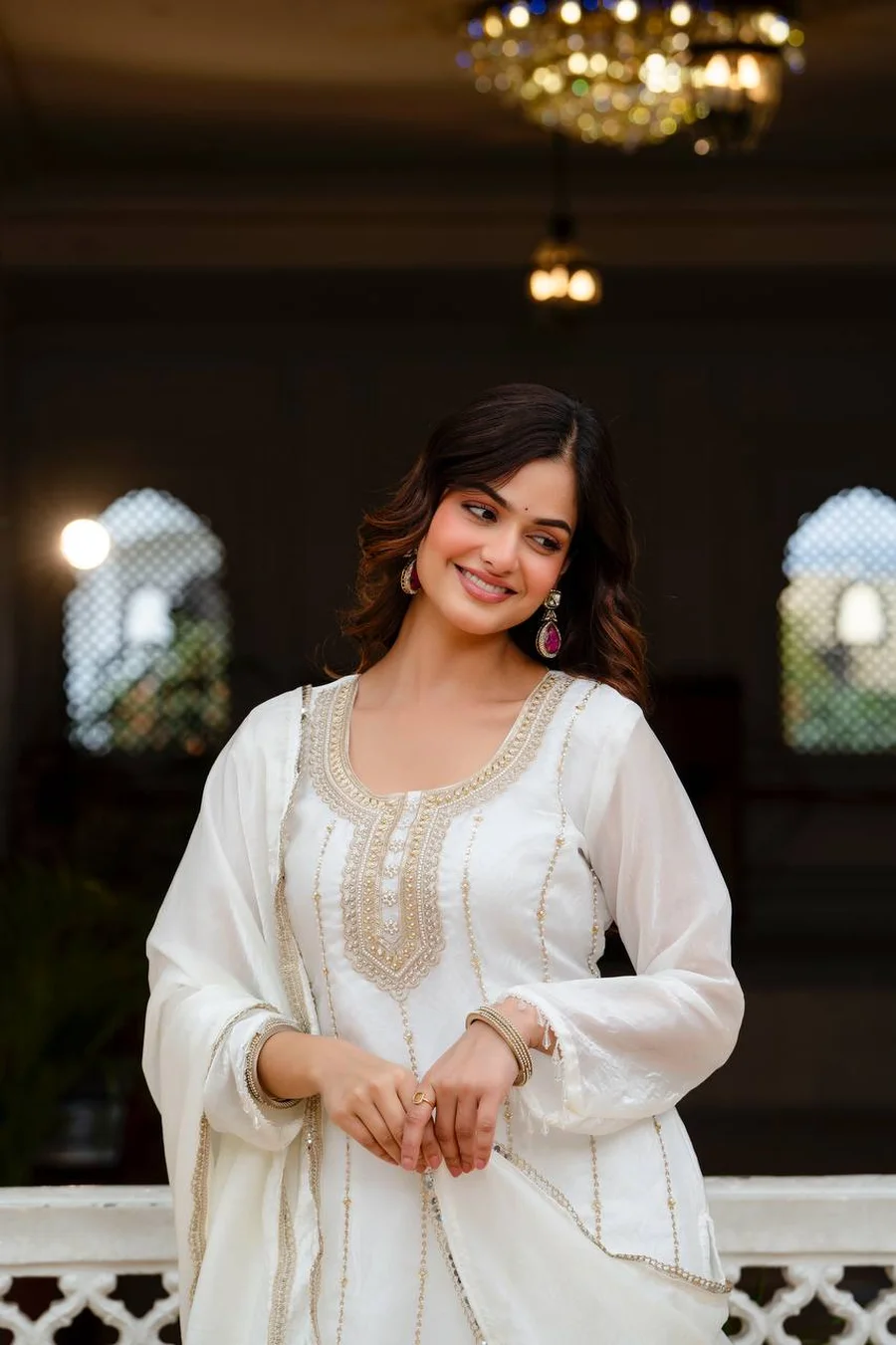 TRENDING FENDY SILK BEADS WORK TOP PALAZZO WITH DUPATTA WEDDING WEAR WHOLESALE PRICE ETHNIC GARMENT (10)