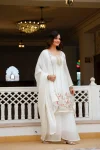 TRENDING FENDY SILK BEADS WORK TOP PALAZZO WITH DUPATTA WEDDING WEAR WHOLESALE PRICE ETHNIC GARMENT (9)