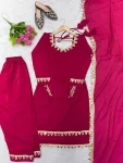 TRENDING FENDY SILK REAL MIRROR LACE WORK TOP BOTTOM WITH DUPATTA FESTIVE WEAR WHOLESALE PRICE ETHNIC GARMENT (2)
