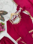 TRENDING FENDY SILK REAL MIRROR LACE WORK TOP BOTTOM WITH DUPATTA FESTIVE WEAR WHOLESALE PRICE ETHNIC GARMENT (2)