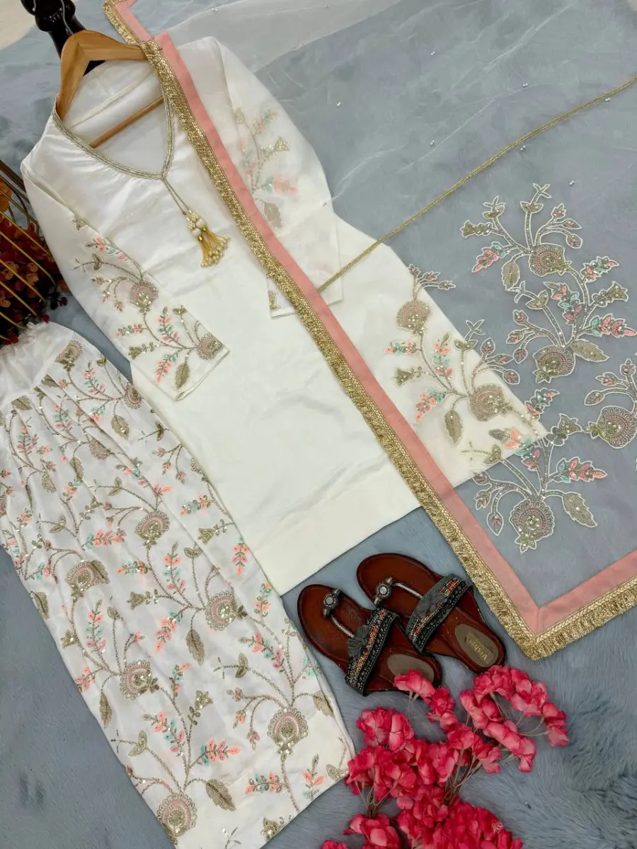 TRENDING GLASS SATIN EMBROIDERY 3 MM SEQUENCE WORK TOP PATIYALA WITH DUPATTA FESTIVE WEAR WHOLESALE PRICE ETHNIC GARMENT (3)