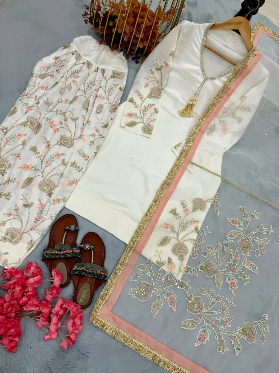 TRENDING GLASS SATIN EMBROIDERY 3 MM SEQUENCE WORK TOP PATIYALA WITH DUPATTA FESTIVE WEAR WHOLESALE PRICE ETHNIC GARMENT (5)