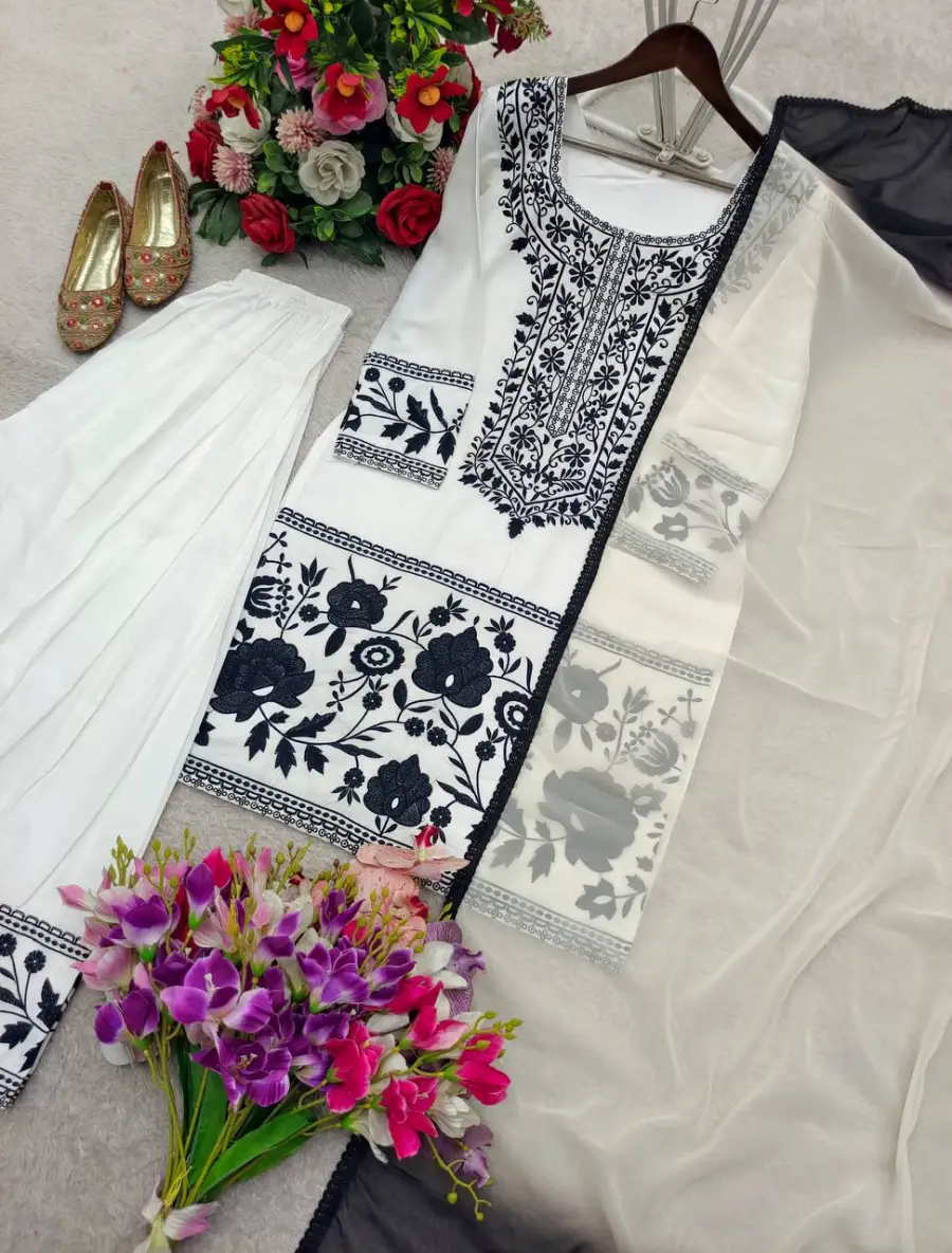 TRENDING NATURAL CREPE EMBROIDERY MULTI NEEDLE WORK TOP PATIYALA WITH DUPATTA FESTIVE WEAR WHOLESALE PRICE ETHNIC GARMENT (16)