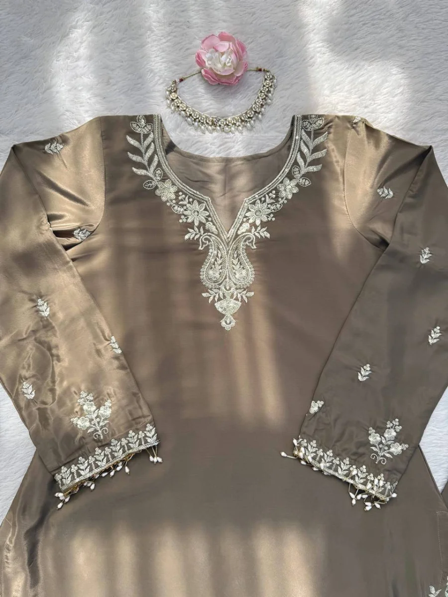 TRENDING NATURAL CREPE THREAD WITH SEQUENCE & FANCY LACE WORK TOP PALAZZO WITH DUPATTA FESTIVE WEAR WHOLESALE PRICE ETHNIC GARMENT (14)