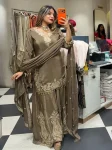 TRENDING NATURAL CREPE THREAD WITH SEQUENCE & FANCY LACE WORK TOP PALAZZO WITH DUPATTA FESTIVE WEAR WHOLESALE PRICE ETHNIC GARMENT (7)