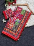 TRENDING ROMAN SILK AJARAKH PRINT AND REAL MIRROR WORK WITH PIPING BORDER WORK SAREE WITH UNSTITCHED BLOUSE FESTIVE WEAR WHOLESALE PRICE ETHNIC GARMENT (3)