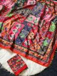 TRENDING ROMAN SILK AJARAKH PRINT AND REAL MIRROR WORK WITH PIPING BORDER WORK SAREE WITH UNSTITCHED BLOUSE FESTIVE WEAR WHOLESALE PRICE ETHNIC GARMENT (3)