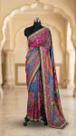 TRENDING ROMAN SILK AJARAKH PRINT AND REAL MIRROR WORK WITH PIPING BORDER WORK SAREE WITH UNSTITCHED BLOUSE PARTY WEAR WHOLESALE PRICE EHNIC GARMENT (4)