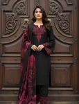 TRENDING ROMAN SILK EMBROIDERY WORK TOP BOTTO WITH DUPATTA BLACK AND RED