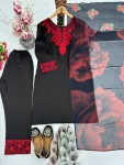 TRENDING ROMAN SILK EMBROIDERY WORK TOP BOTTO WITH DUPATTA FESTIVE WEAR WHOLESALE PRICE ETHNIC GARMENT (2)