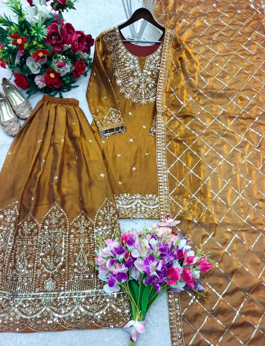 10DESIGNER FENDY SILK SEQUENCES WORK TOP PALAZZO WITH DUPATTA FESTIVE WEAR WHOLESALE PRICE ETHNIC GARMENT (10)
