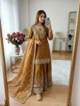 DESIGNER FENDY SILK SEQUENCES WORK TOP PALAZZO WITH DUPATTA MUSTRAD