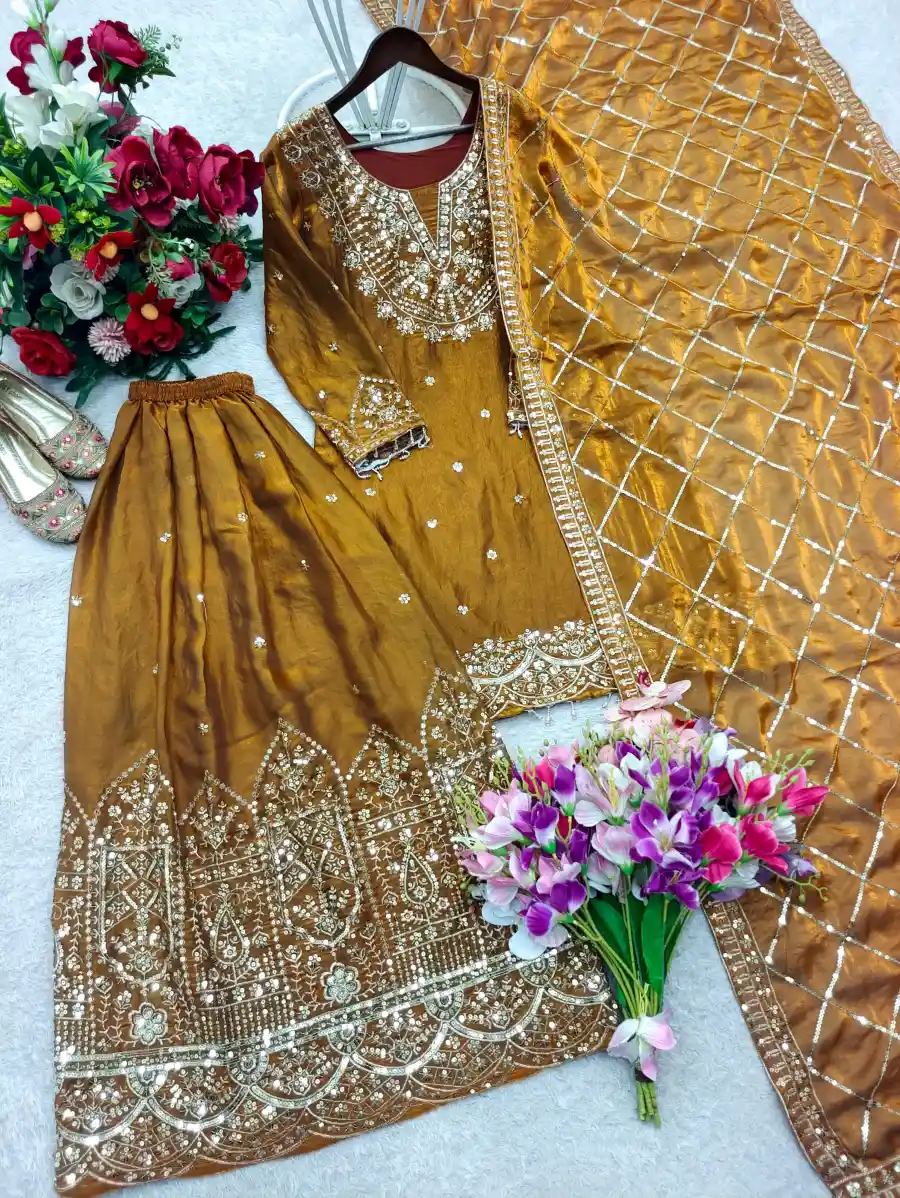 10DESIGNER FENDY SILK SEQUENCES WORK TOP PALAZZO WITH DUPATTA FESTIVE WEAR WHOLESALE PRICE ETHNIC GARMENT (14)
