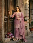 12MODERN CHINON SILK EMBROIDERY CODING, MULTI THREAD, SEQUENCE WITH HAND MIRROR DIAMOND WORK TOP PALAZZO WITH DUPATTA FESTIVE WEAR WHOLESALE PRICE ETHNIC GARMENT (10)