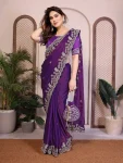 13TRENDING CHIFFON SILK EMBROIDERY WITH PIPING BORDER WORK SAREE WITH UNSTITCHED BLOUSE WEDDING WEAR WHOLESALE PRICE ETHNIC GARMENT (16)