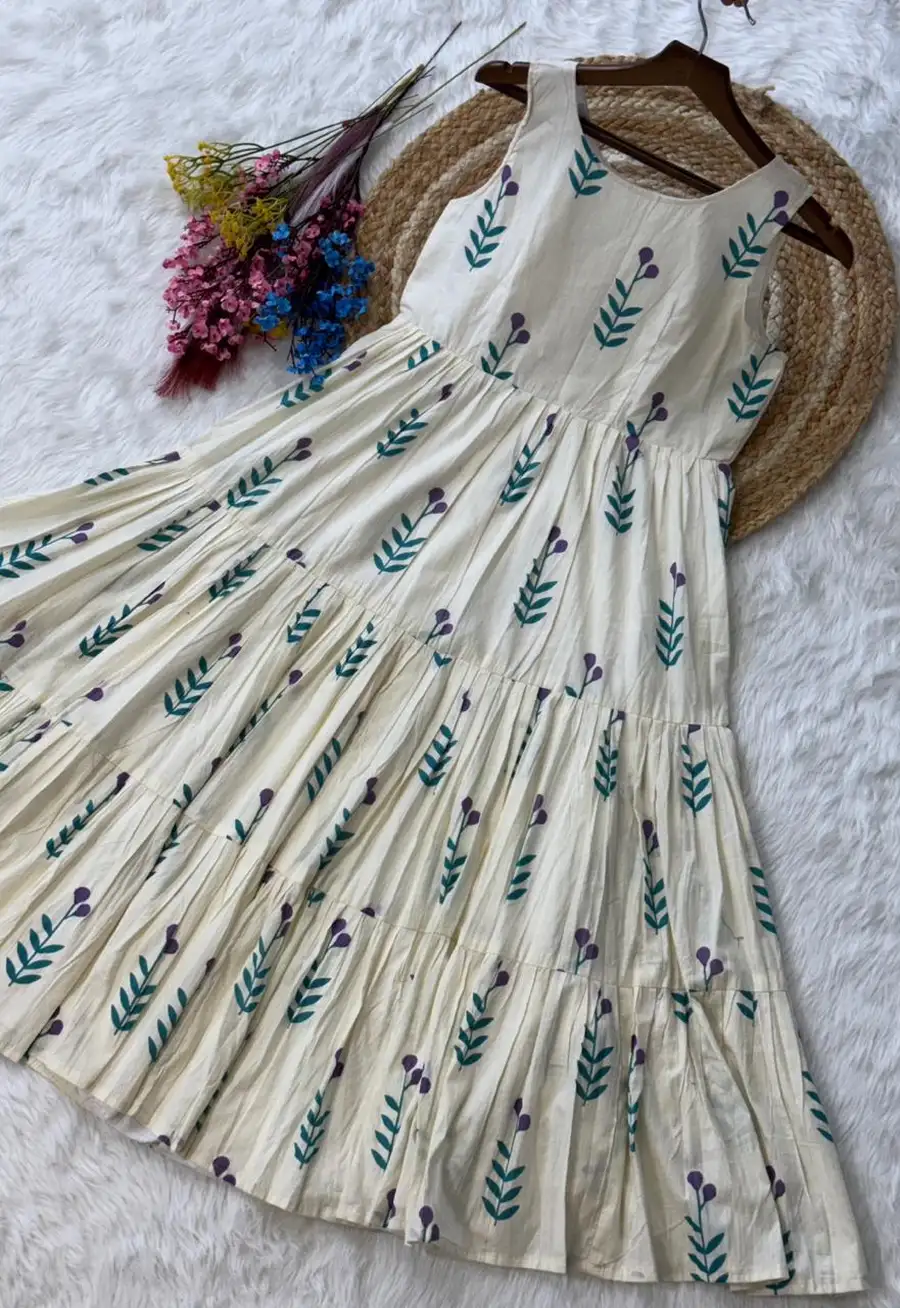 14FANCY COTTON PRINTED WORK ONE PIECE DRESS CASUAL WEAR WHOLESALE PRICE ETHNIC GARMENT (12)