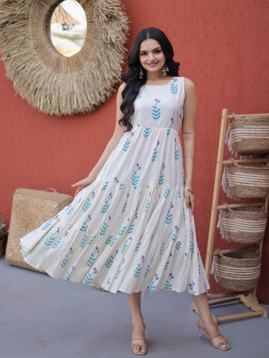 14FANCY COTTON PRINTED WORK ONE PIECE DRESS CASUAL WEAR WHOLESALE PRICE ETHNIC GARMENT (9)