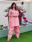 FANCY CREPE SILK EMBROIDERY THREAD SEQUENCE WORK TOP PATIYALA WITH DUPATTA BABY PINK
