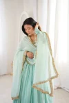 15FANCY GEORGETTE MIRROR LACE SEQUENCE WORK GOWN BOTTOM WITH DUPATTA FESTIVE WEAR WHOLESALE PRICE ETHNIC GARMENT (1)