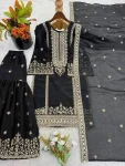 16CLASSIC FENDY SILK EMBROIDERY SEQUENCE WORK TOP SHARARA WITH DUPATTA FESTIVE WEAR WHOLESALE PRICE ETHNIC GARMENT (25)