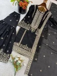 16CLASSIC FENDY SILK EMBROIDERY SEQUENCE WORK TOP SHARARA WITH DUPATTA FESTIVE WEAR WHOLESALE PRICE ETHNIC GARMENT (25)