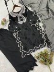 16MODERN CREPE SILK SEQUENCE EMBROIDERY CUT WORK TOP PALAZZO WITH DUPATTA FESTIVE WEAR WHOLESALE PRICE ETHNIC GARMENT (1)