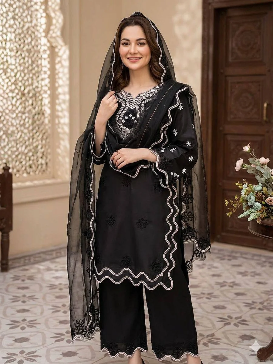 16MODERN CREPE SILK SEQUENCE EMBROIDERY CUT WORK TOP PALAZZO WITH DUPATTA FESTIVE WEAR WHOLESALE PRICE ETHNIC GARMENT (7)