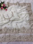 17DESIGNER SPACE SILK SEQUENCE AND ZARI EMBROIDERY WITH CODING WORK SAREE WITH UNSTITCHED BLOUSE WEDDING WEAR WHOLESALE PRICE ETHNIC GARMENT (2)