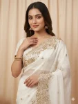 17DESIGNER SPACE SILK SEQUENCE AND ZARI EMBROIDERY WITH CODING WORK SAREE WITH UNSTITCHED BLOUSE WEDDING WEAR WHOLESALE PRICE ETHNIC GARMENT (2)
