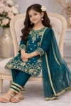 18RICH LOOK CHINON SILK EMBROIDERY SEQUENCE WORK KID’S TOP BOTTOM WITH DUPATTA FESTIVE WEAR WHOLESALE PRICE ETHNIC GARMENT (16)