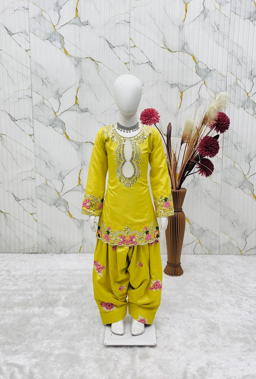 18RICH LOOK NATURAL CREPE EMBROIDERY SEQUENCE WORK KID'S TOP PATIYALA WITH DUPATTA FESTIVE WEAR WHOLESALE PRICE ETHNIC GARMENT (13)