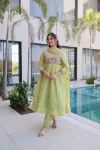 19LATEST MUL CHANDERI BEADS EMBROIDERY WORK GOWN BOTTOM WITH DUPATTA FESTIVE WEAR WHOLESALE PRICE ETHNIC GARMENT (8)