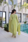 19LATEST MUL CHANDERI BEADS EMBROIDERY WORK GOWN BOTTOM WITH DUPATTA FESTIVE WEAR WHOLESALE PRICE ETHNIC GARMENT (8)