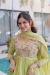 19LATEST MUL CHANDERI BEADS EMBROIDERY WORK GOWN BOTTOM WITH DUPATTA FESTIVE WEAR WHOLESALE PRICE ETHNIC GARMENT (8)
