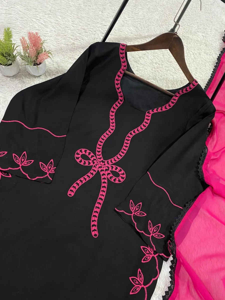 19MODERN RAYON EMBROIDERY WORK TOP PALAZZO WITH DUPATTA FESTIVE WEAR WHOLESALE PRICE ETHNIC GARMENT (22)