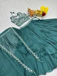 19TRENDING EMBROIDERY MOTI BEADS & SEQUENCE WORK LEHENGA CHOLI WITH SHRUG STYLE DUPATTA PARTY WEAR WHOLESALE PRICE ETHNIC GARMENT (10)