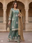 1CLASSIC FENDY SILK SEQUENCE EMBROIDERY WORK TOP PALAZZO WITH DUPATTA FESTIVE WEAR WHOLESALE PRICE ETHNIC GARMENT (22)