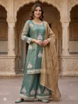 1CLASSIC FENDY SILK SEQUENCE EMBROIDERY WORK TOP PALAZZO WITH DUPATTA FESTIVE WEAR WHOLESALE PRICE ETHNIC GARMENT (22)