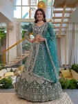 1DESIGNER BUTTERFLY NET SEQUENCE AND CODING EMBROIDERY WORK LEHENGA CHOLI WITH DUPATTA WEDDING WEAR WHOLESALE PRICE ETHNIC GARMENT (19)