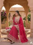 1DESIGNER CHINON SILK SEQUENCE EMBROIDERY WORK TOP PALAZZO WITH DUPATTA FESTIVE WEAR WHOLESALE PRICE ETHNIC GARMENT (19)