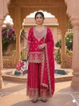 DESIGNER CHINON SILK SEQUENCE EMBROIDERY WORK TOP PALAZZO WITH DUPATTA RANI