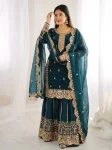 1DESIGNER FENDY SILK EMBROIDERY CODING AND SEQUENCE WORK TOP PALAZZO WITH DUPATTA FESTIVE WEAR WHOLESALE PRICE ETHNIC GARMENT (13)