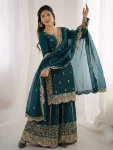 1DESIGNER FENDY SILK EMBROIDERY CODING AND SEQUENCE WORK TOP PALAZZO WITH DUPATTA FESTIVE WEAR WHOLESALE PRICE ETHNIC GARMENT (13)
