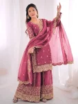 1DESIGNER FENDY SILK EMBROIDERY CODING AND SEQUENCE WORK TOP PALAZZO WITH DUPATTA FESTIVE WEAR WHOLESALE PRICE ETHNIC GARMENT (18)