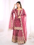 1DESIGNER FENDY SILK EMBROIDERY CODING AND SEQUENCE WORK TOP PALAZZO WITH DUPATTA FESTIVE WEAR WHOLESALE PRICE ETHNIC GARMENT (18)